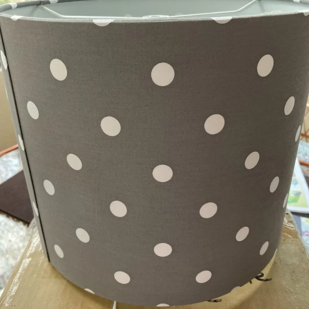 Pottery Barn LAMPSHADE Gray & White Drum 11